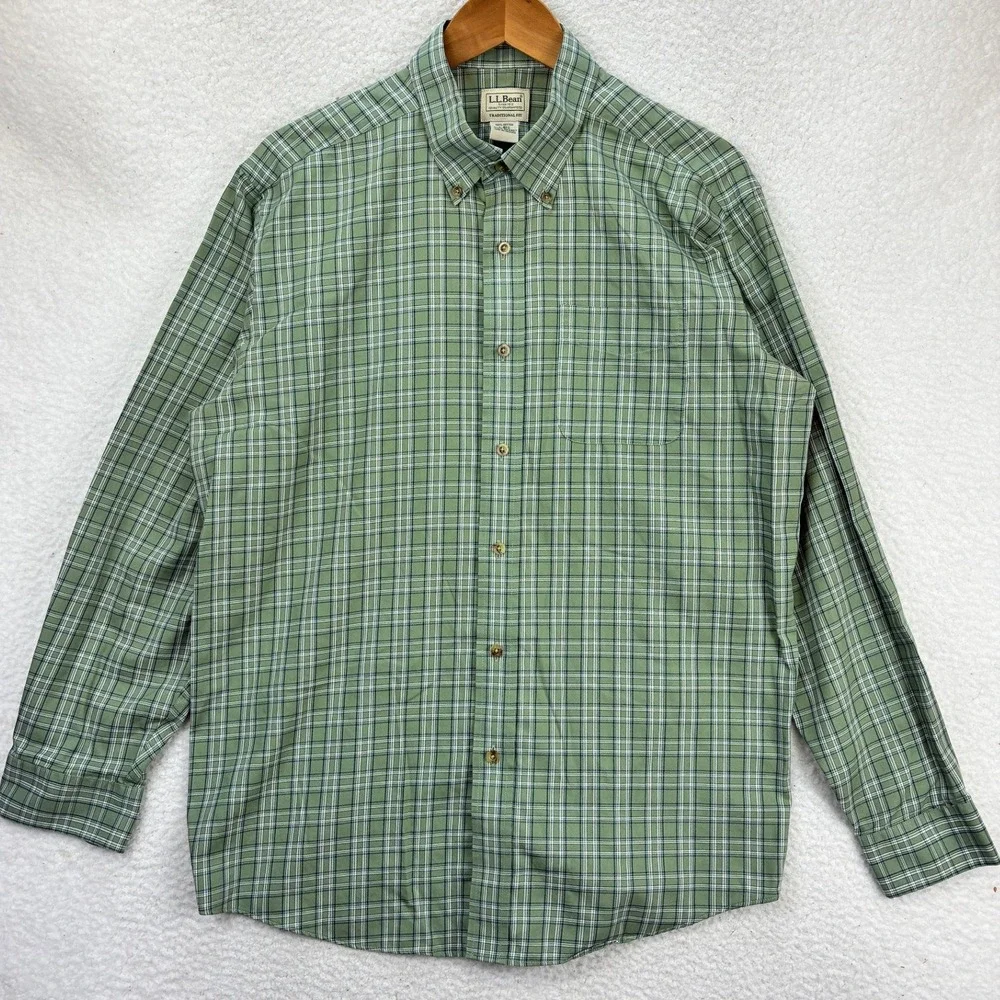 L.L.Bean Button Down Shirts Men's L Red Green Plaid Long Sleeve Casual Lot of 5 - Picture 14 of 16